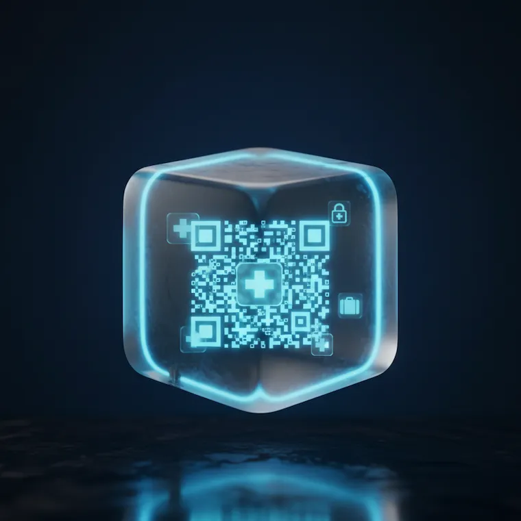 Glowing glass cube representing secure data